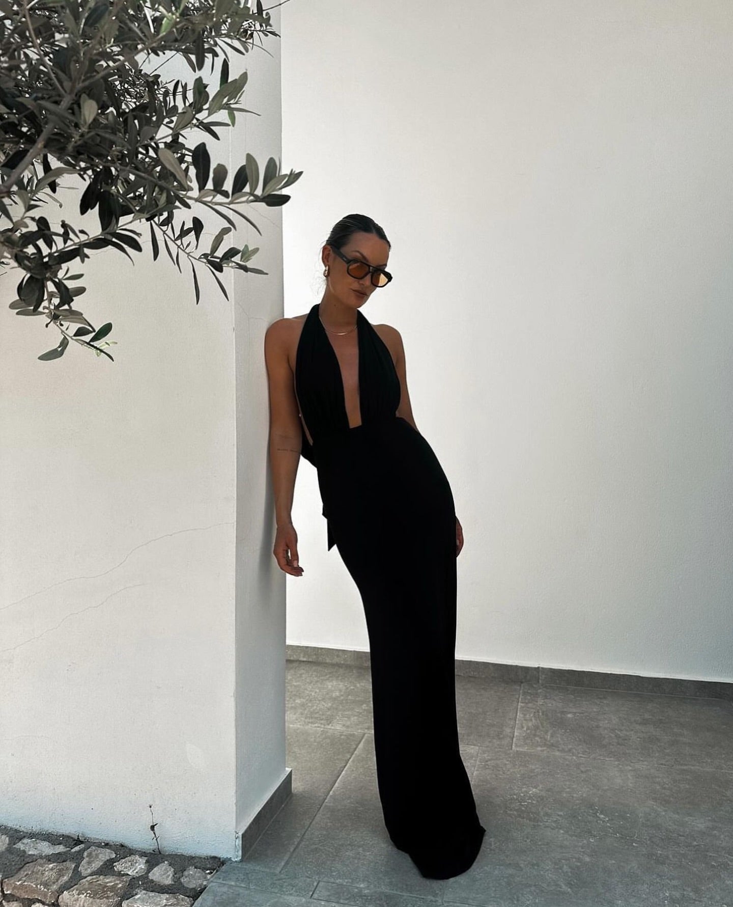 Halter Draped Maxi Dress HV1533