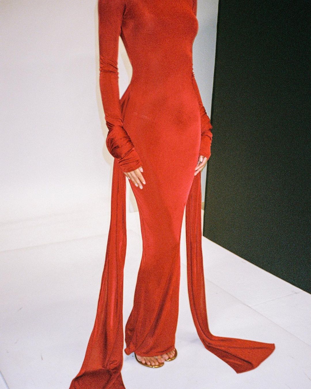 Long Sleeve Ruched Detail Maxi Dress
