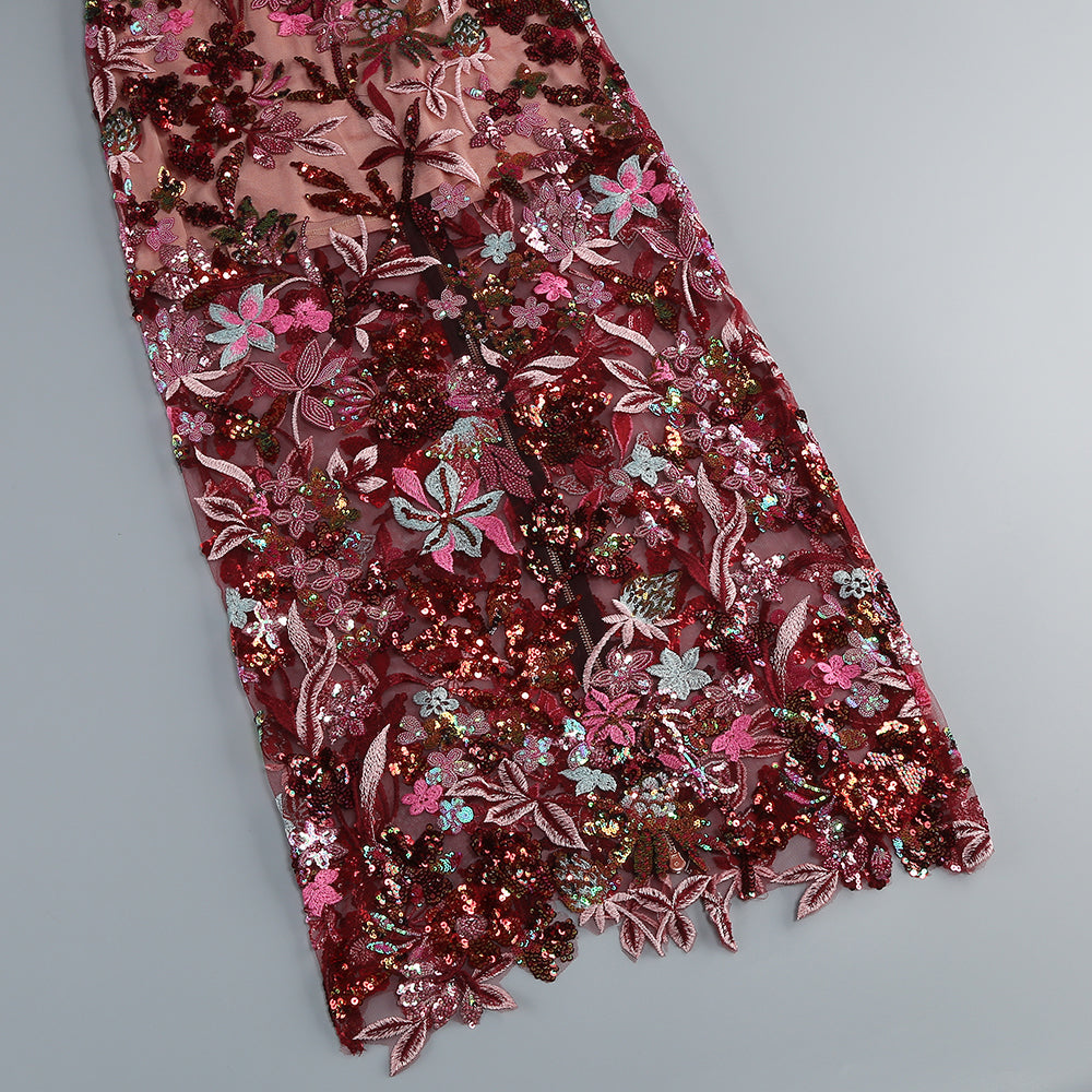 Strapless Floral Bustier Maxi Dress HV1890