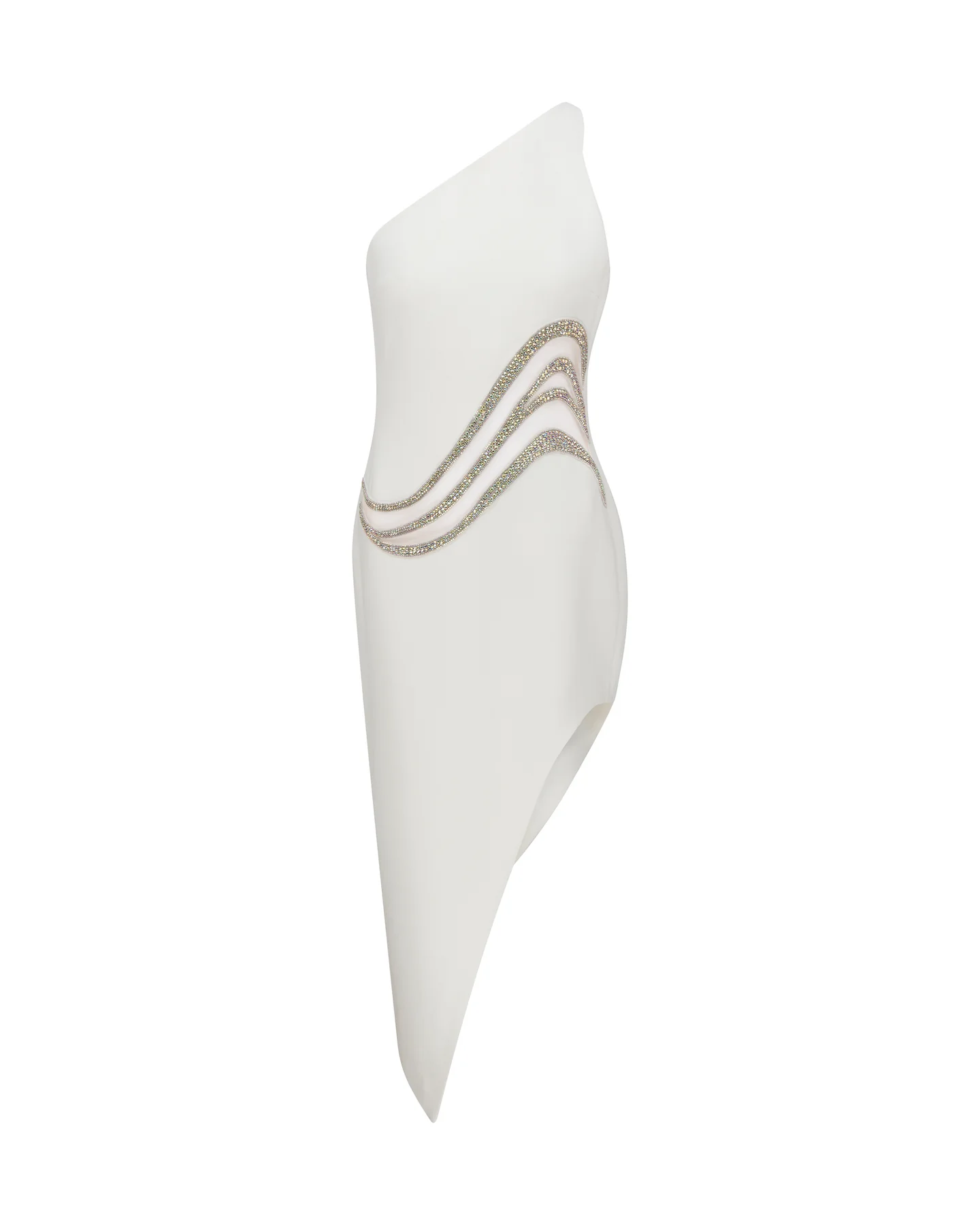One Shoulder Embellished Maxi Dress White HV9265