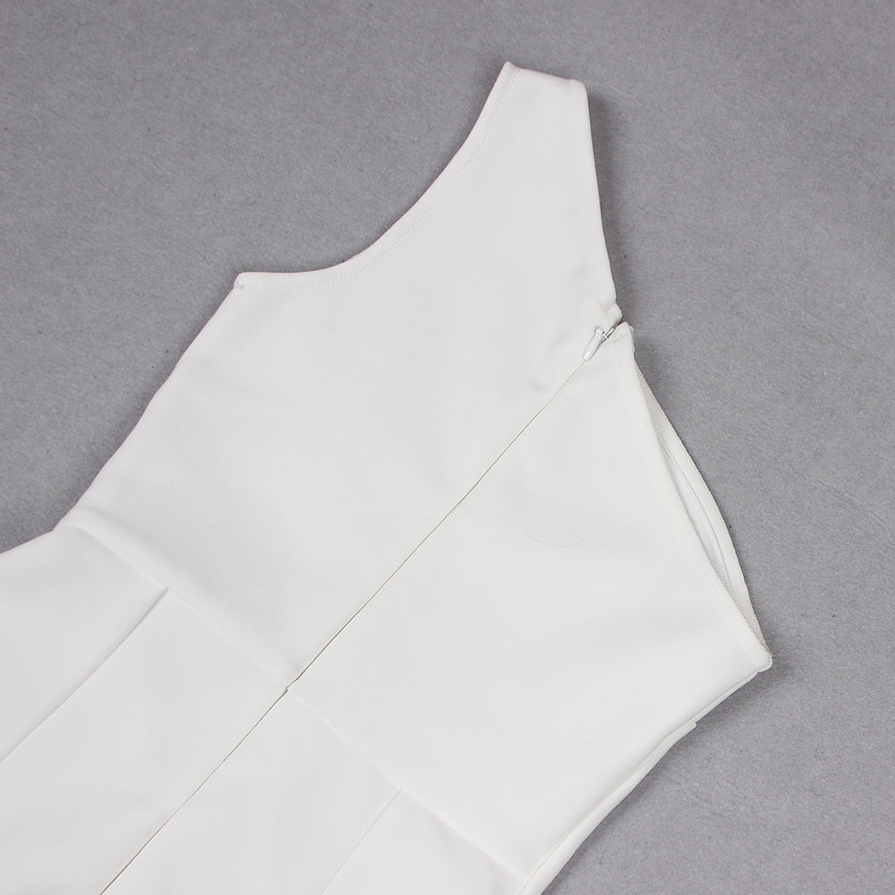 One Shoulder Embellished Maxi Dress White HV9265
