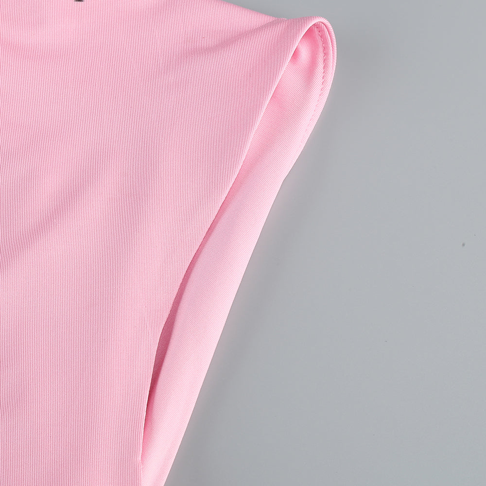 One Shoulder Backless Maxi Dress Pink