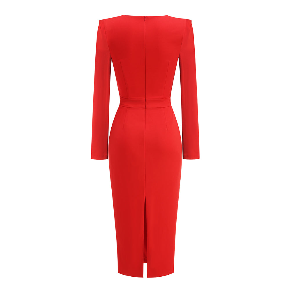 Long Sleeve Sequin Insert Midi Dress  HV1565