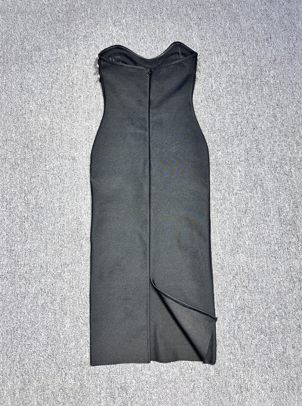 Strapless Crystal Trim Midi Dress Black HV1336