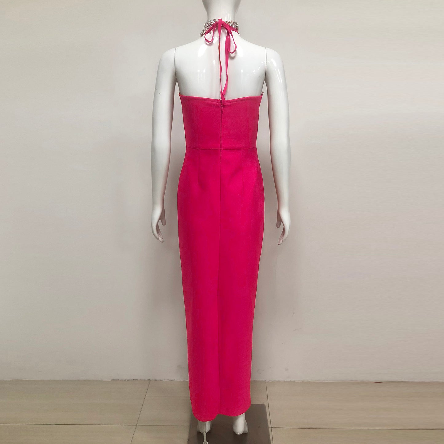 Halter Crystal Maxi Dress