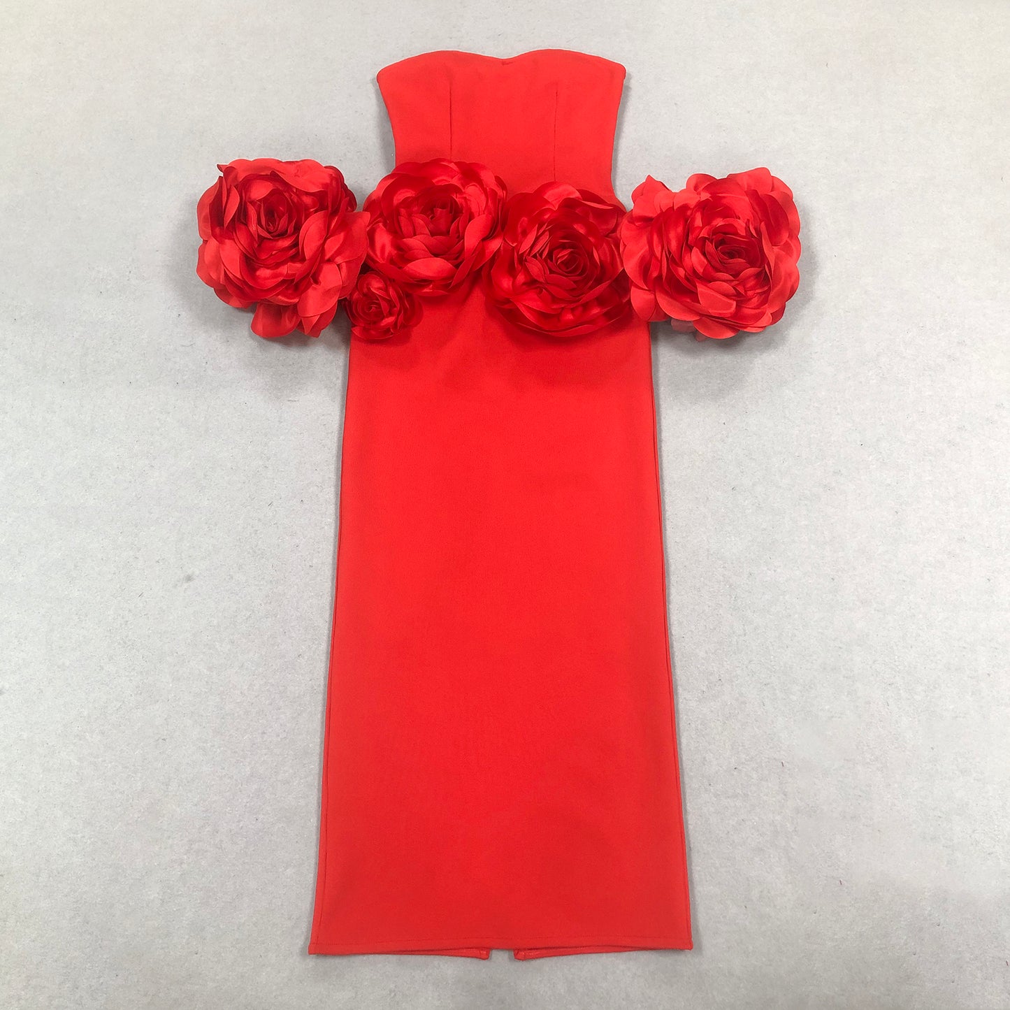Strapless Floral Detail Maxi Dress
