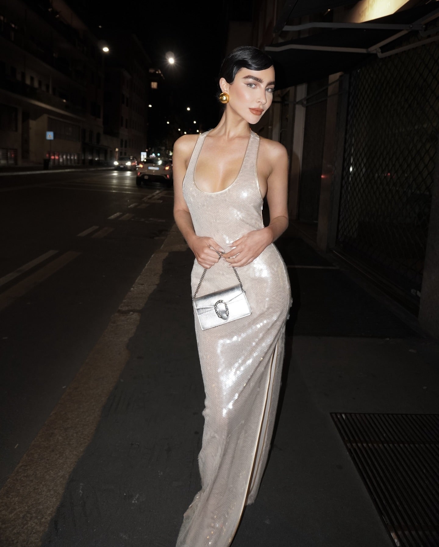 Sequin Maxi Dress Ivory HV1975