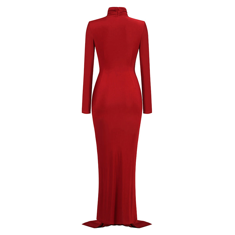 Long Sleeve Ruched Detail Maxi Dress
