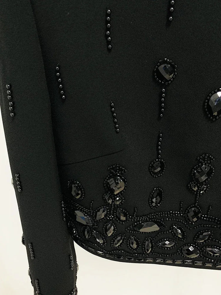 Long Sleeve Crystal Two Piece Dress