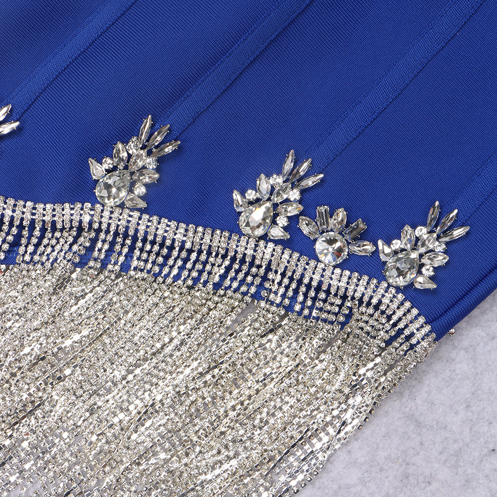 Strapless Crystal Tassel Dress HV9166