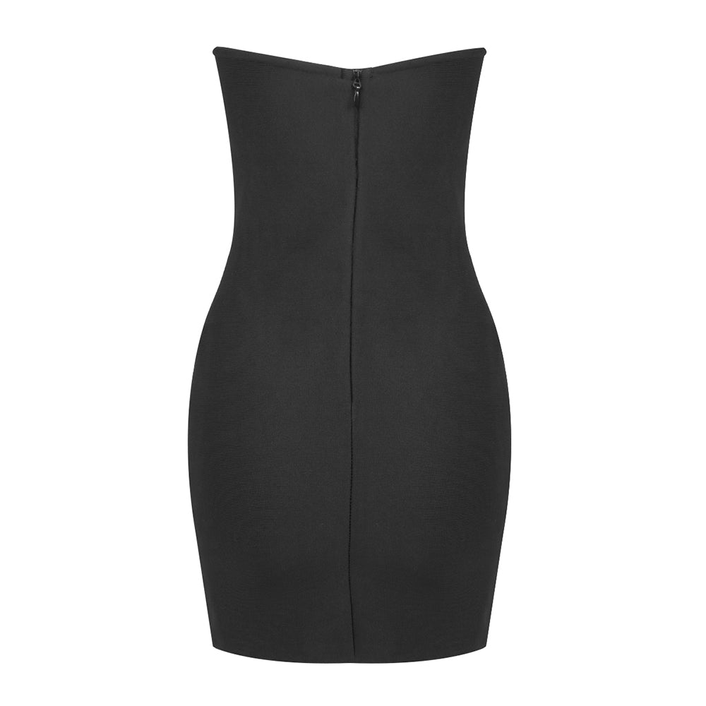 Strapless Scalloped Bustier Dress Black HV1509