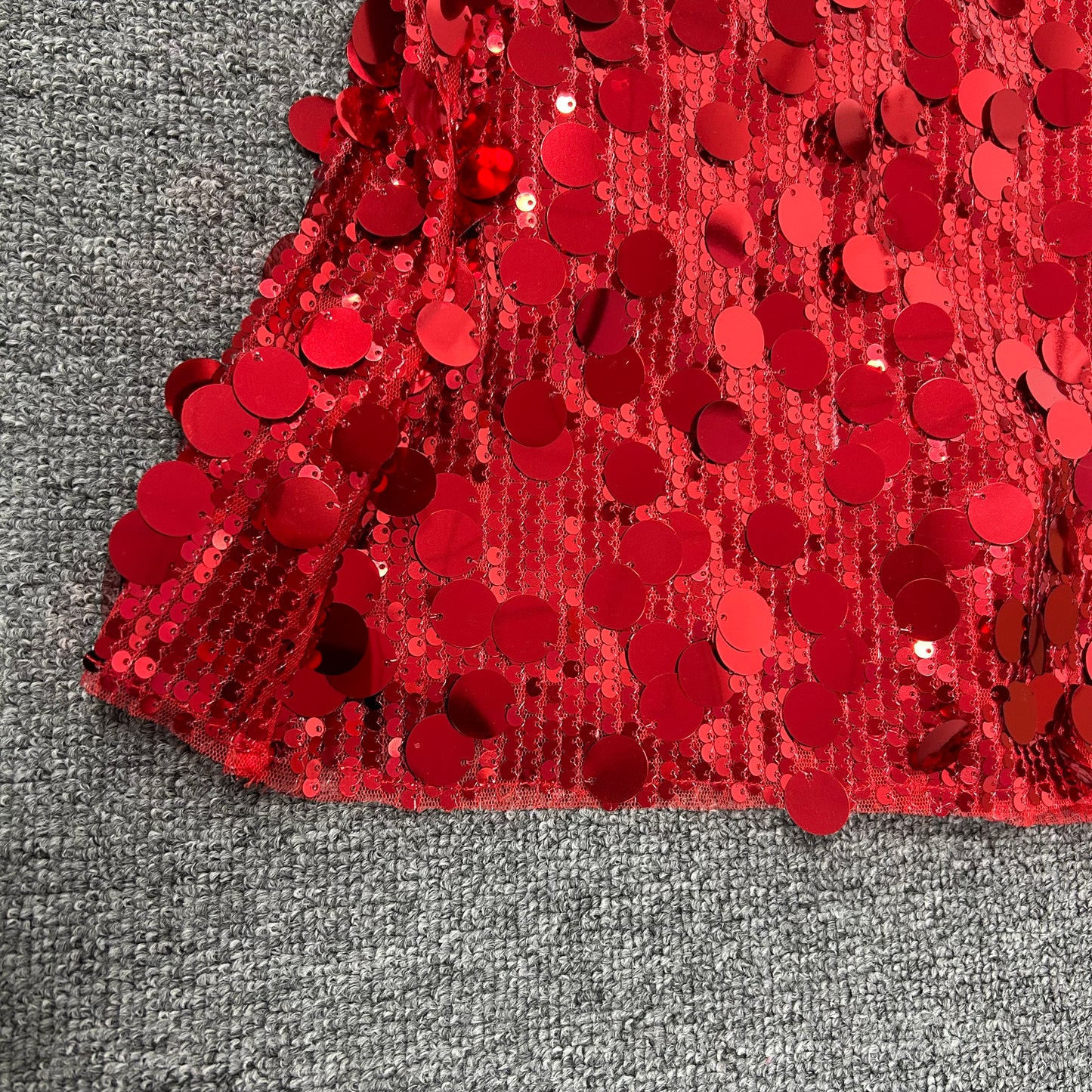 Strapless Big Sequins Maxi Dress Red BB505
