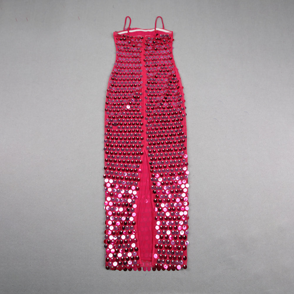 Big Sequin Maxi Dress Hot Pink HV9114