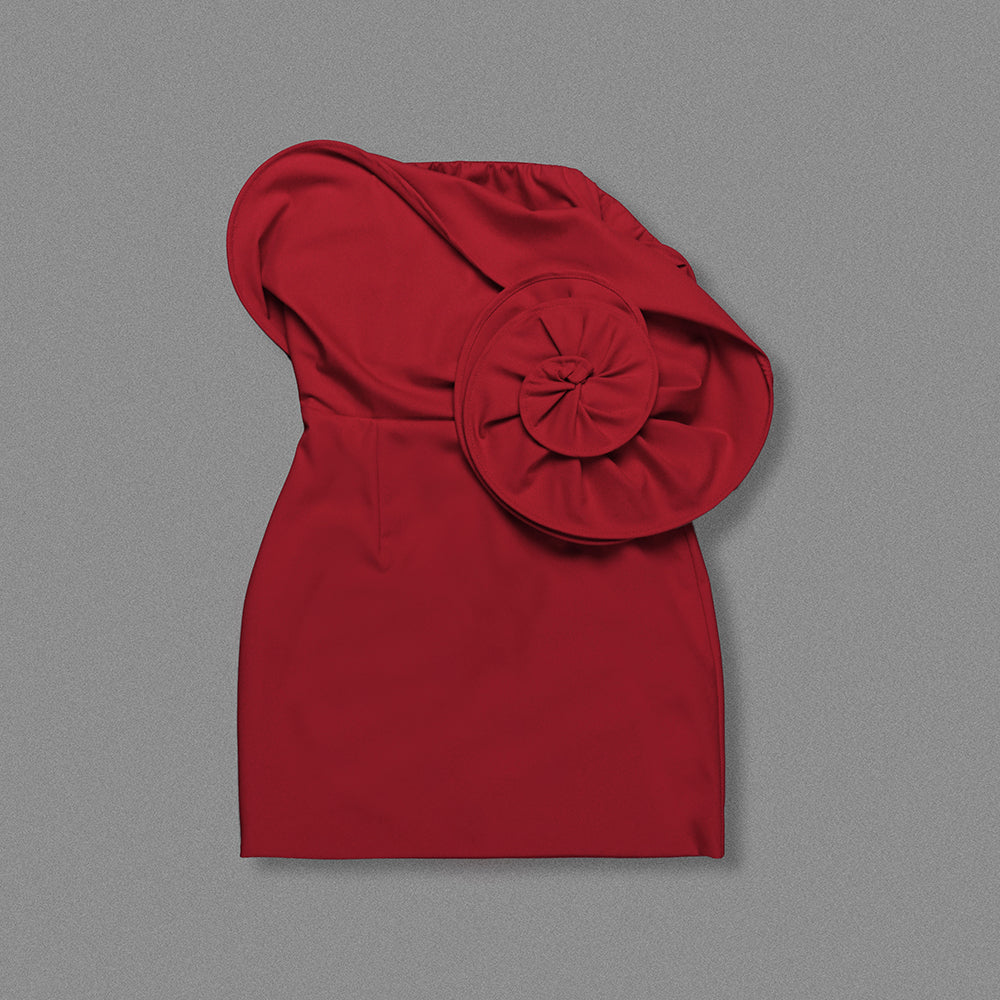 Strapless Flower Dress Red HV1896