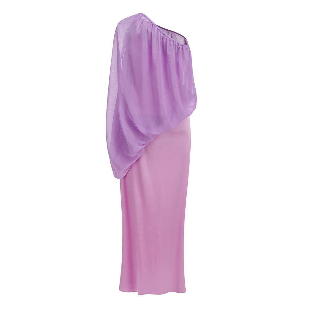 One Shoulder Bubble Maxi Dress Lavender HV3090