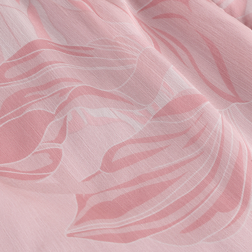 Printed Ruffle Asymmetric Maxi Dress Pink HV1614