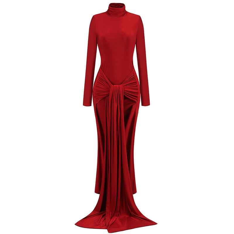 Long Sleeve Ruched Detail Maxi Dress