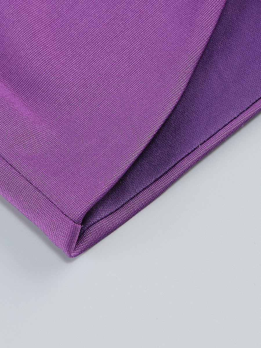 One Sleeve Ruched Dress Purple Gold