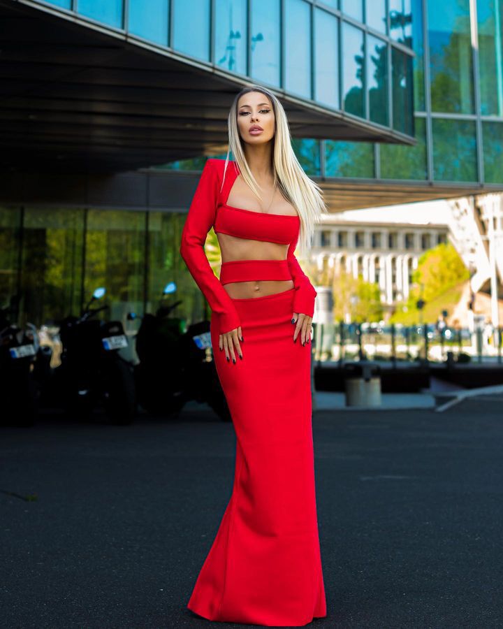 Long Sleeve Two Piece Maxi Dress HV8590