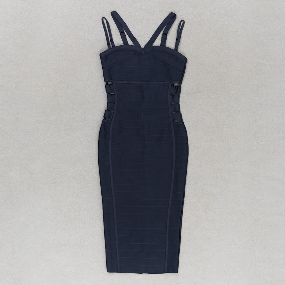 Side Cut Out Midi Dress Navy HV9351