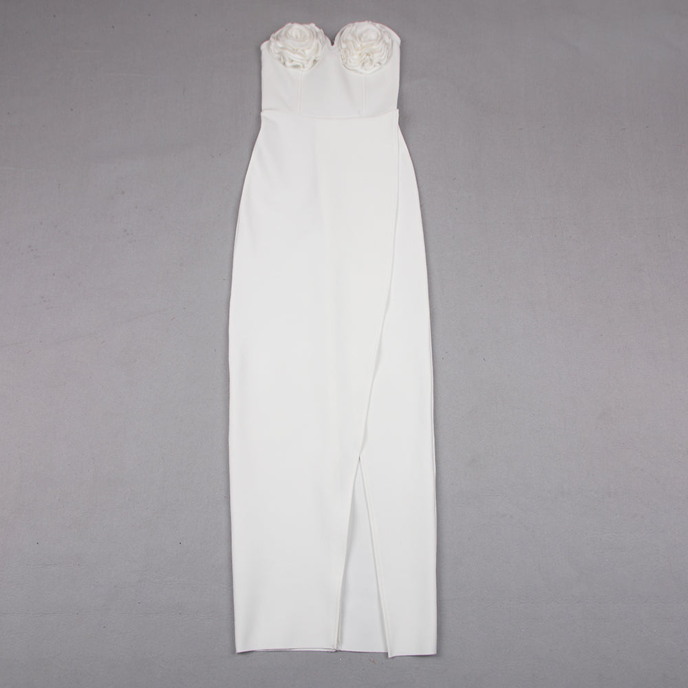 Strapless Rose Bustier Maxi Dress HV9592