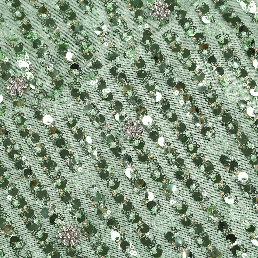 Halter Crystal Sequin Dress Green HV1372
