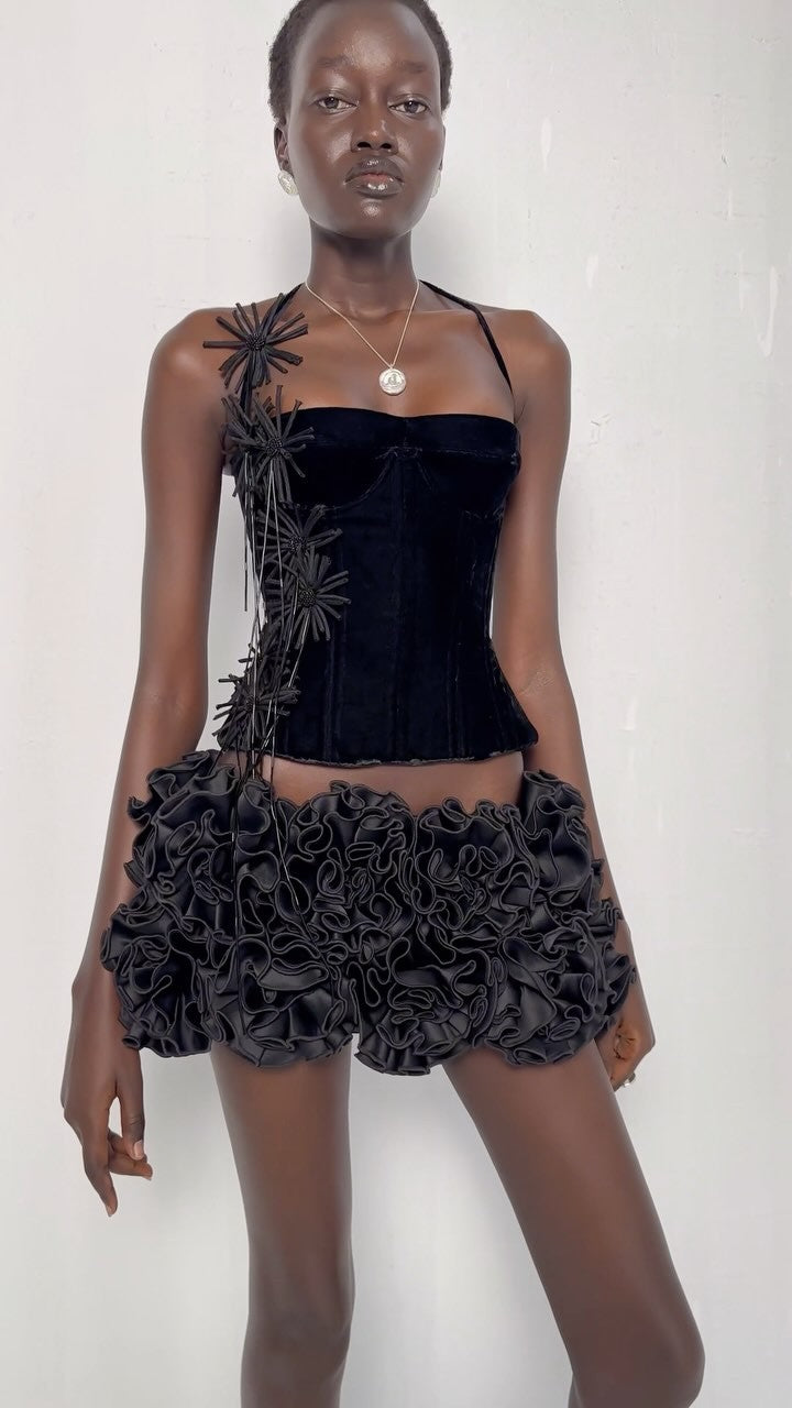 Halter Corset Floral Two Piece Dress HV1981