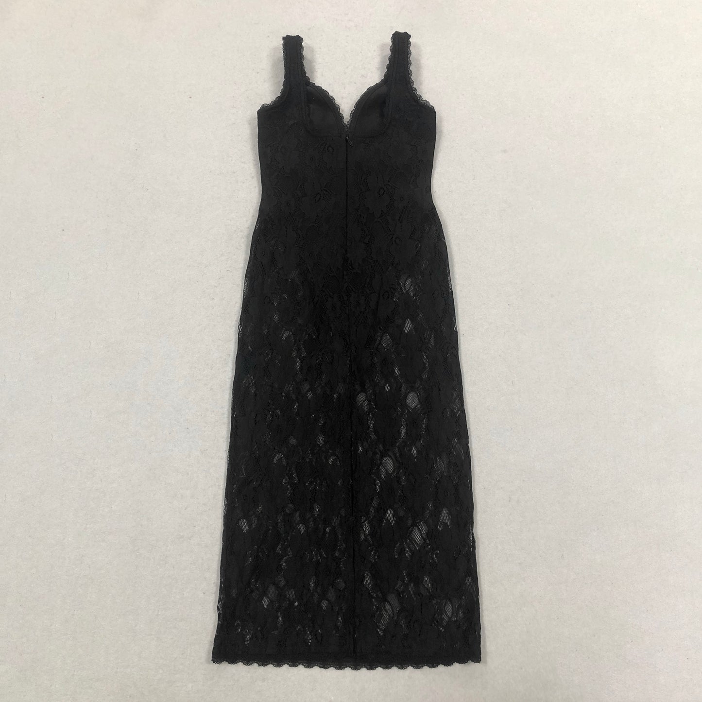 Scalloped Lace Midi Dress Black HV2627