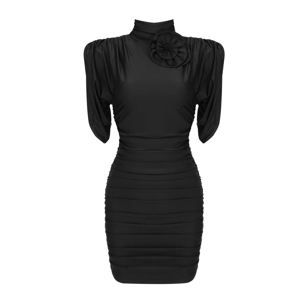 Ruched Flower Detail Dress HV9489