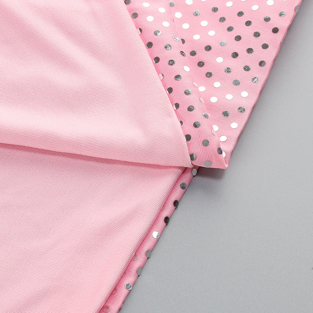 Silver Polka Dot Bustier Maxi Dress Pink HV1746