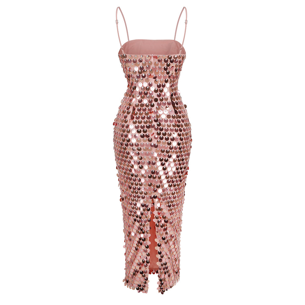 Big Sequin Maxi Dress Hot Pink HV9114
