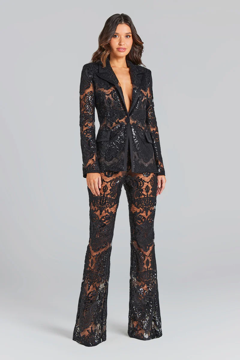 Long Sleeve Sequin Lace Suit HV9305