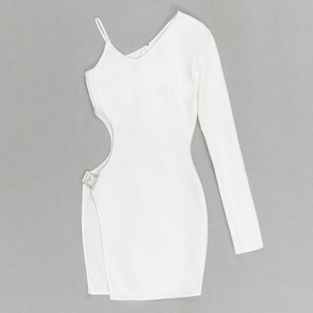 One Sleeve Cut Out Dress White HV9640
