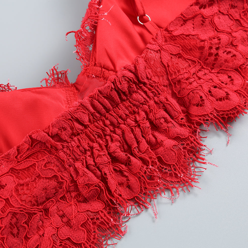 Lace Three Piece Co Ord Set Hot Pink