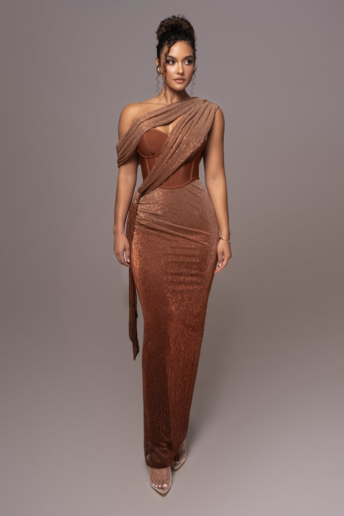 Draped Strapless Corset Maxi Dress HV1387