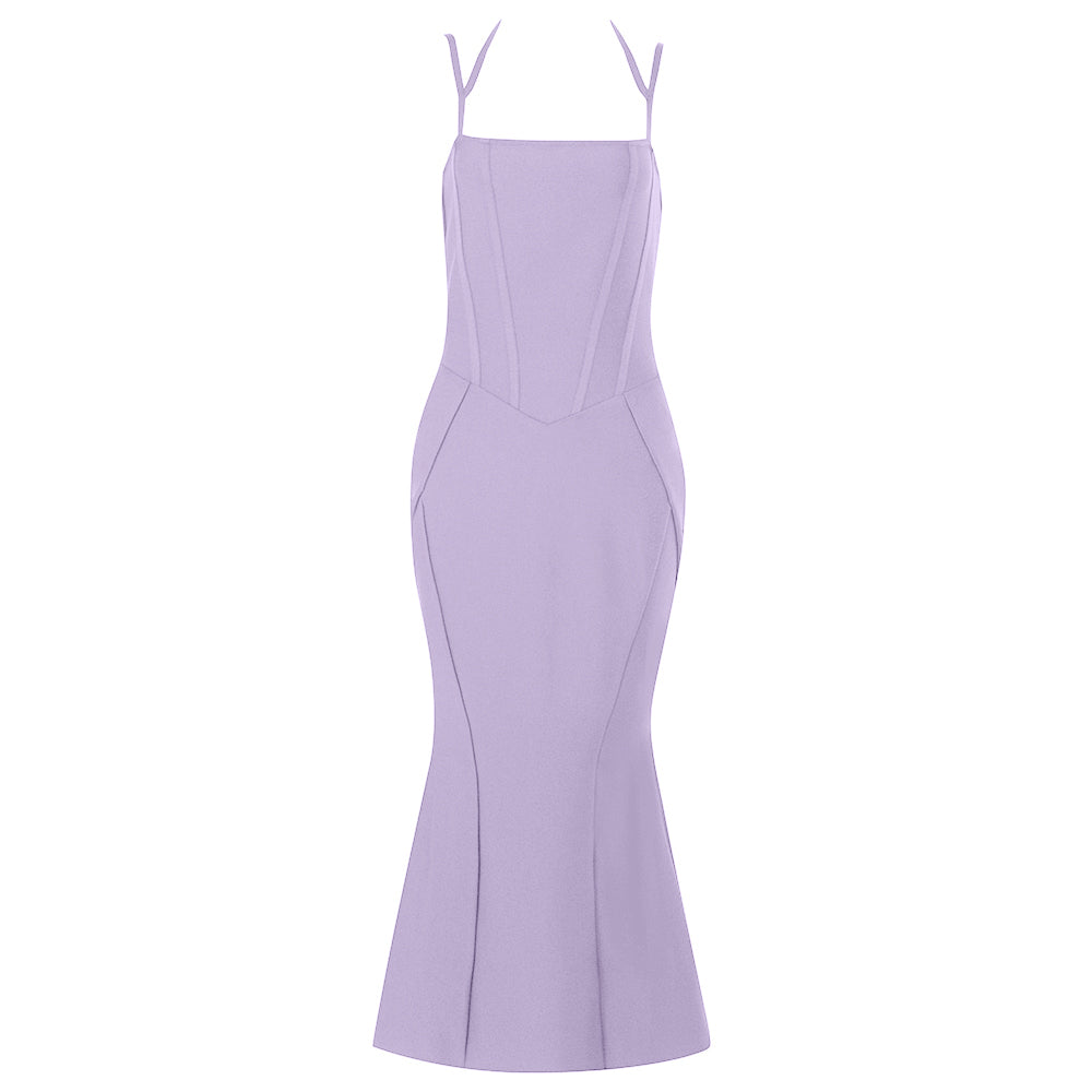 Halter Mermaid Midi Dress V8692