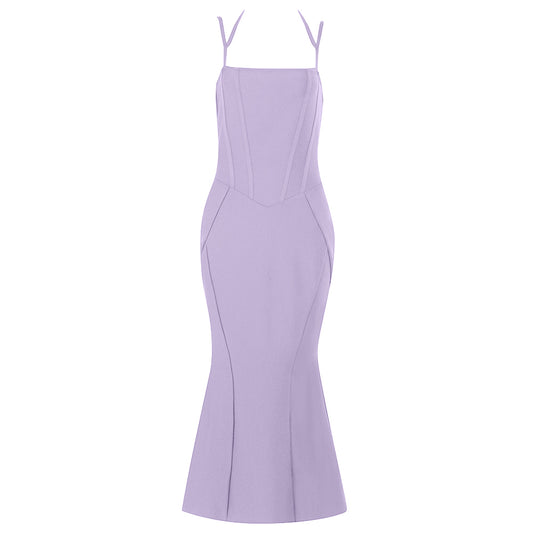 Halter Mermaid Midi Dress V8692