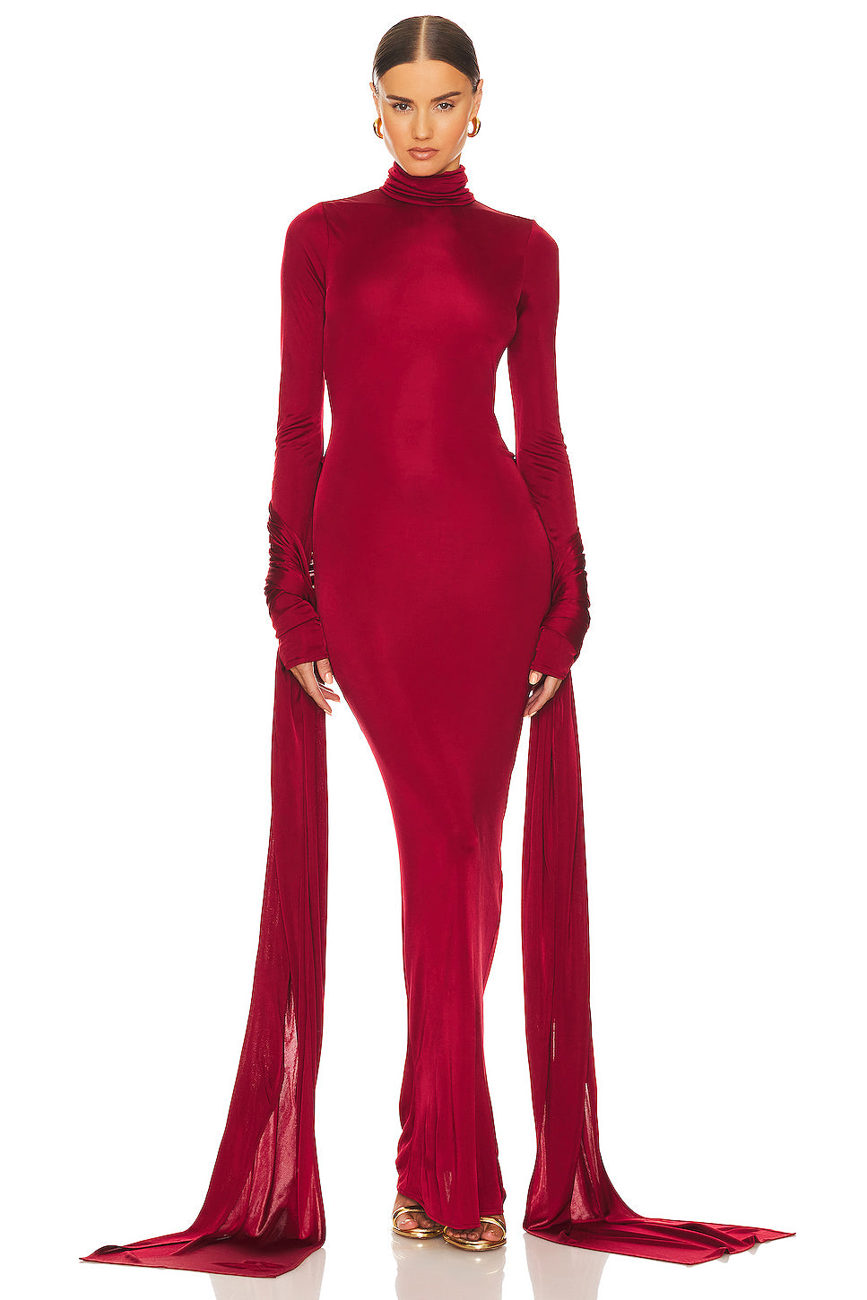 Long Sleeve Ruched Detail Maxi Dress