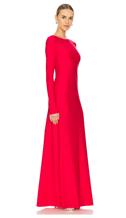 Long Sleeve Backless Maxi Dress Red