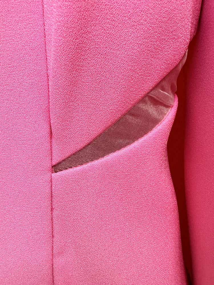 Long Sleeve Mesh Insert Suit Pink HV1485