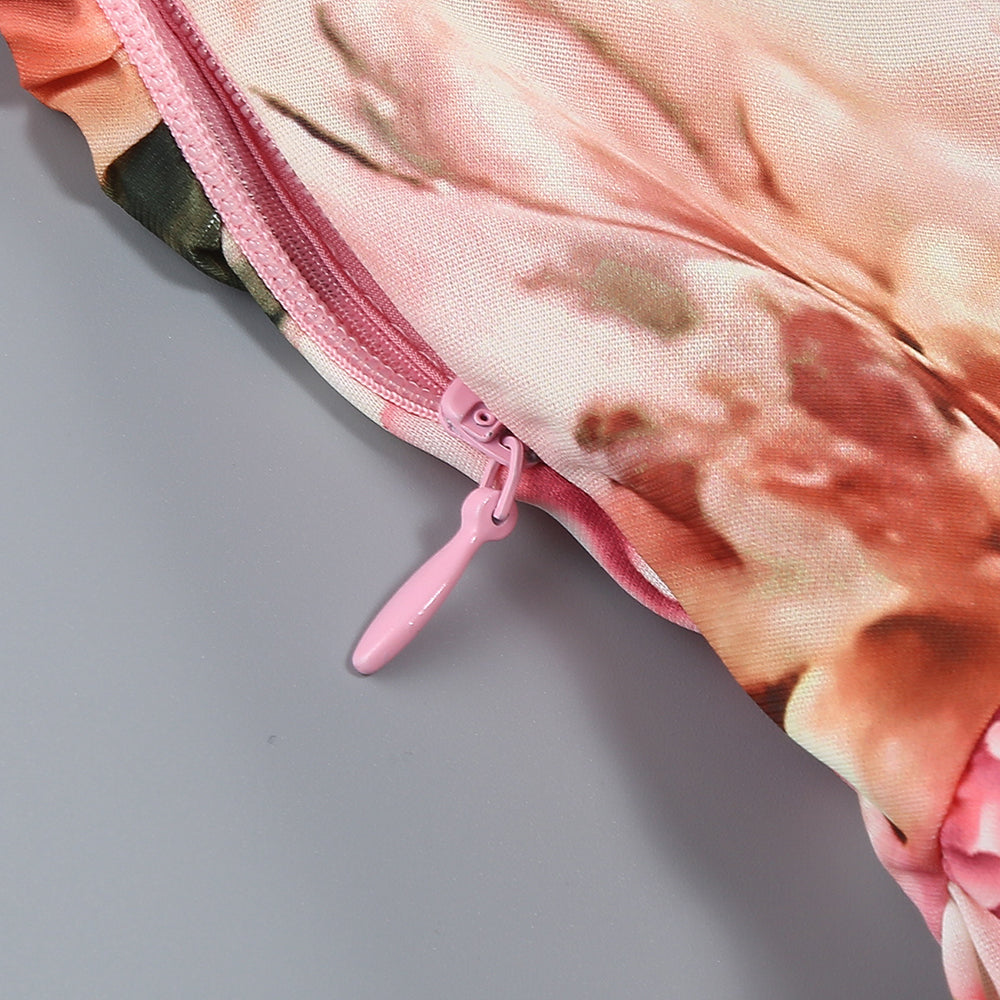 Halter Floral A Line Maxi Dress Pink HV1366