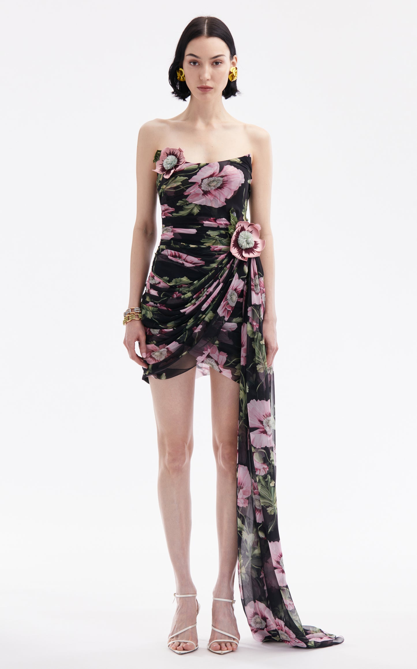 Floral Strapless Draped Dress HV1320