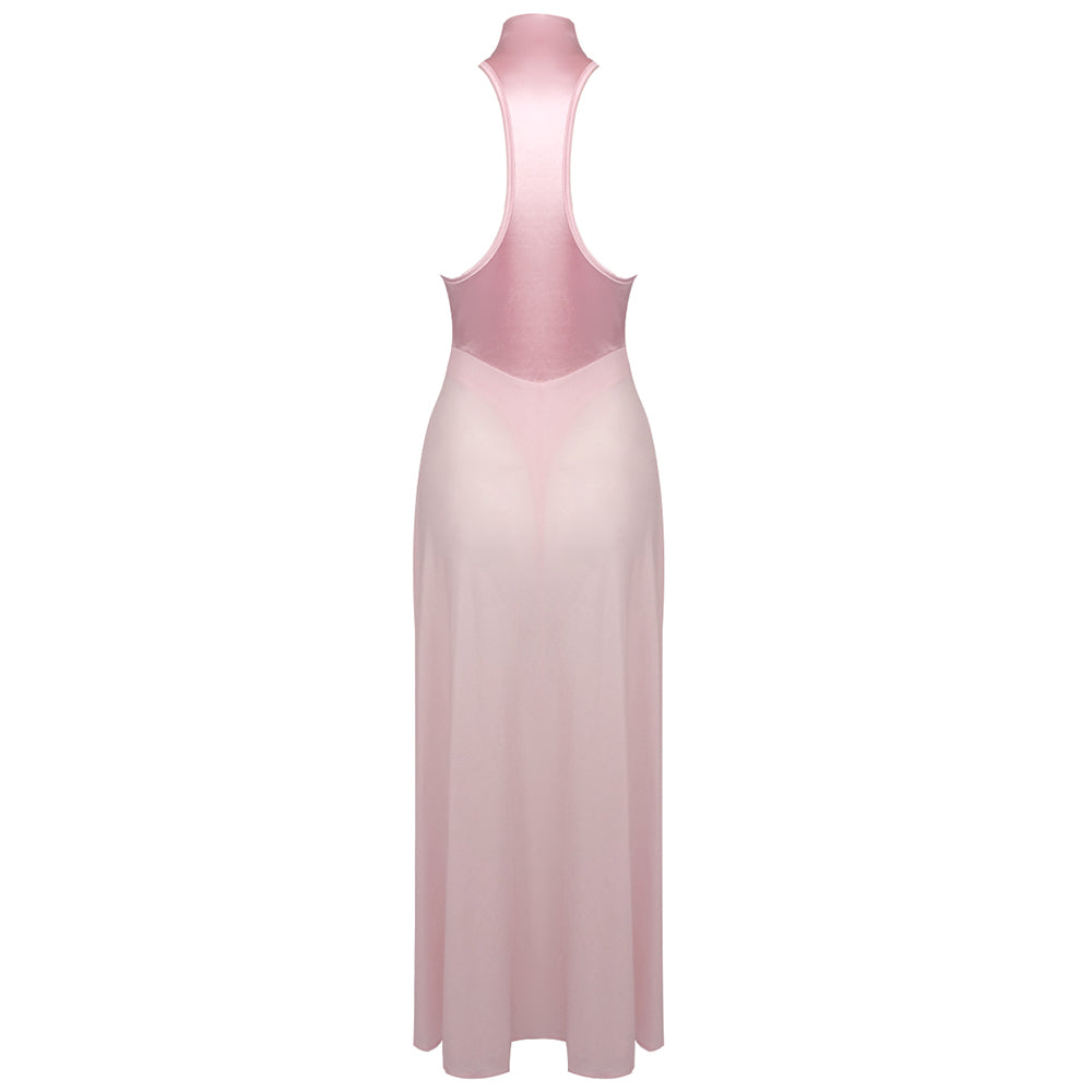 Halter A Line Maxi Dress Pink HV1567