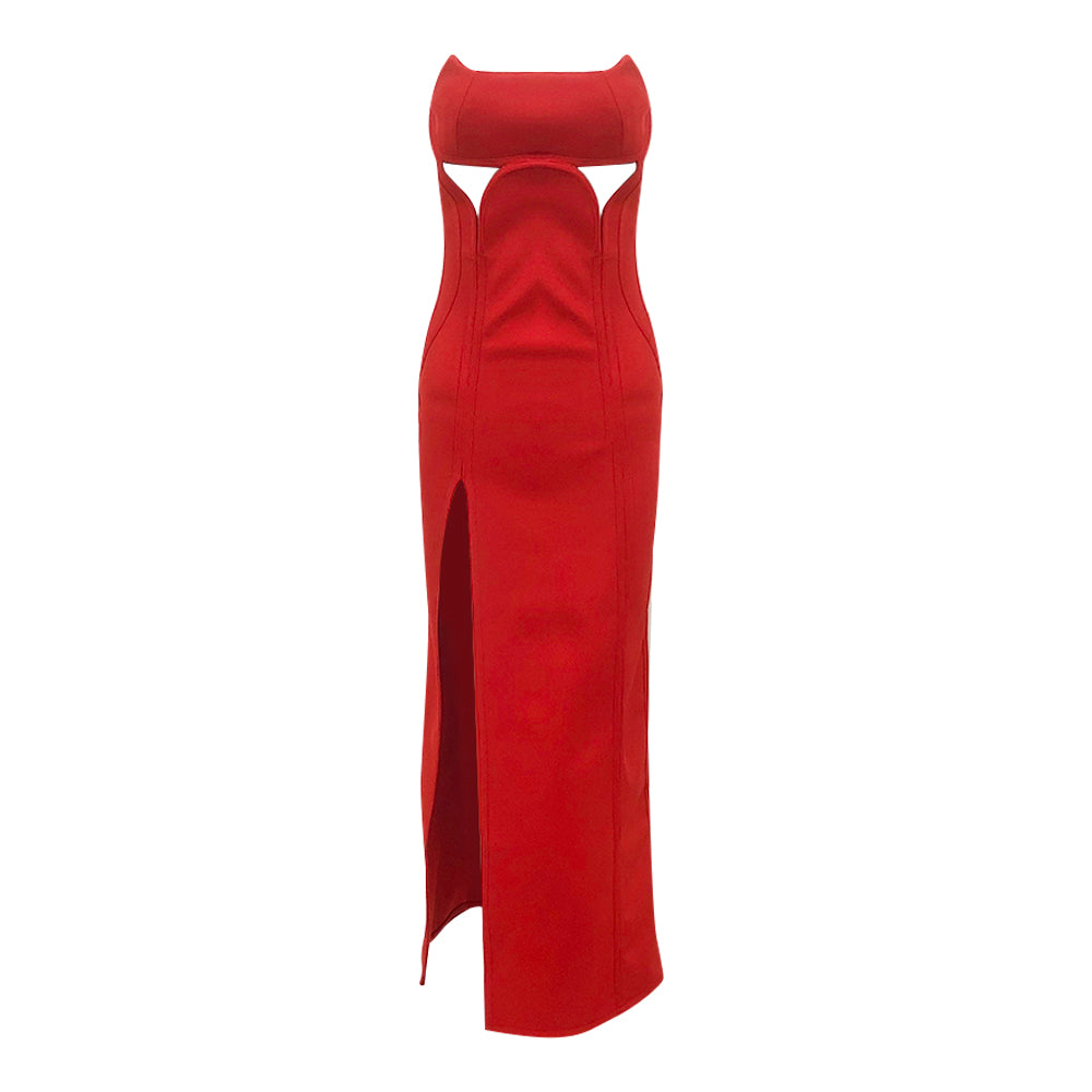 Strapless Structured Maxi Dress Red HV1738