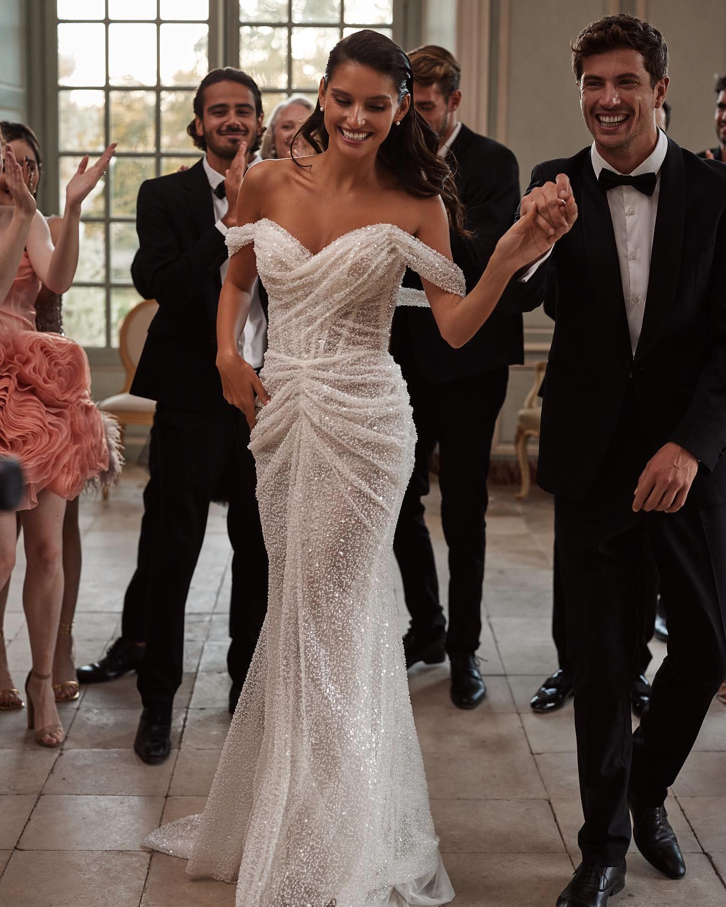 Bardot Sequin Draped Maxi Dress White HV1742