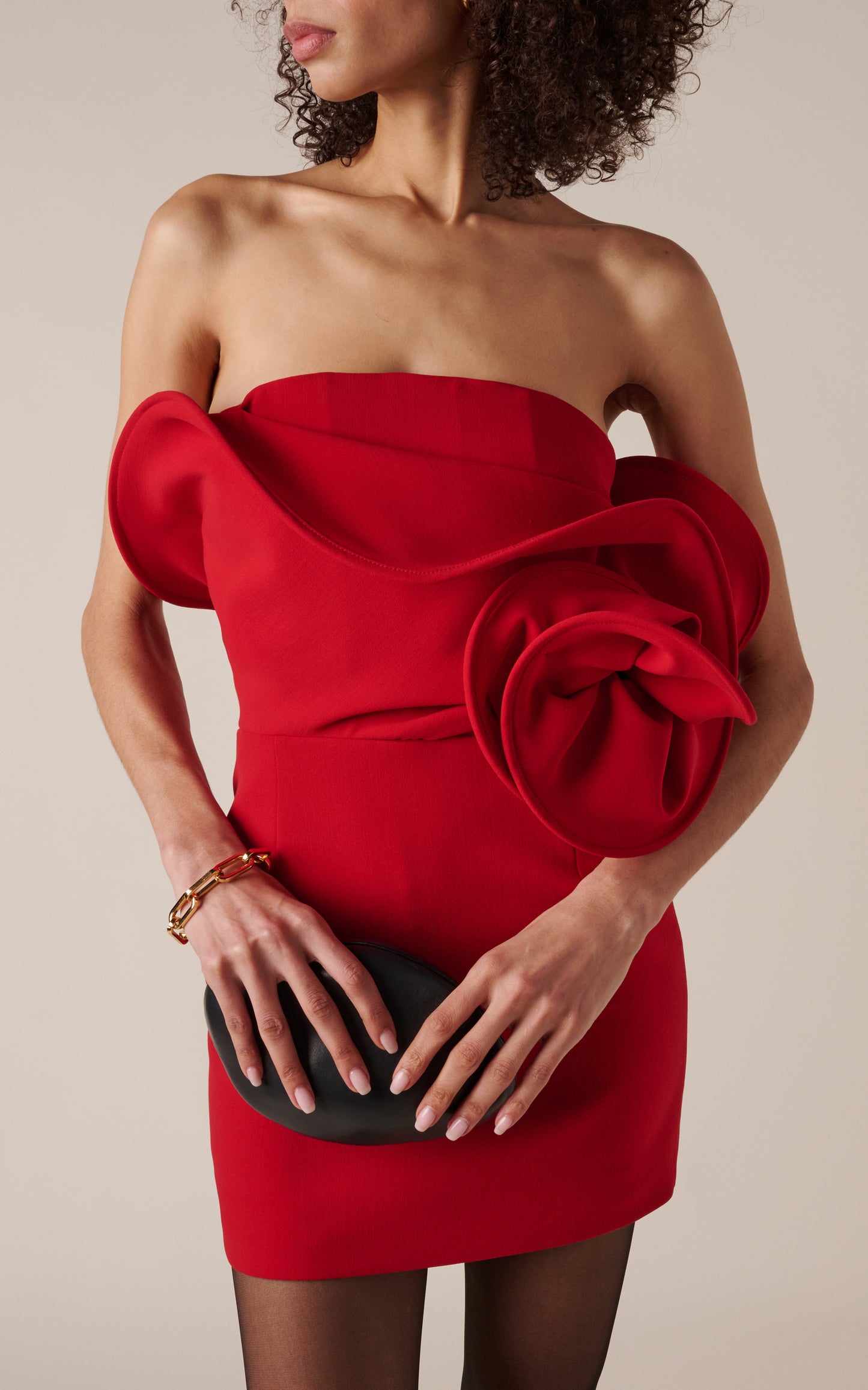 Strapless Flower Dress Red HV1896