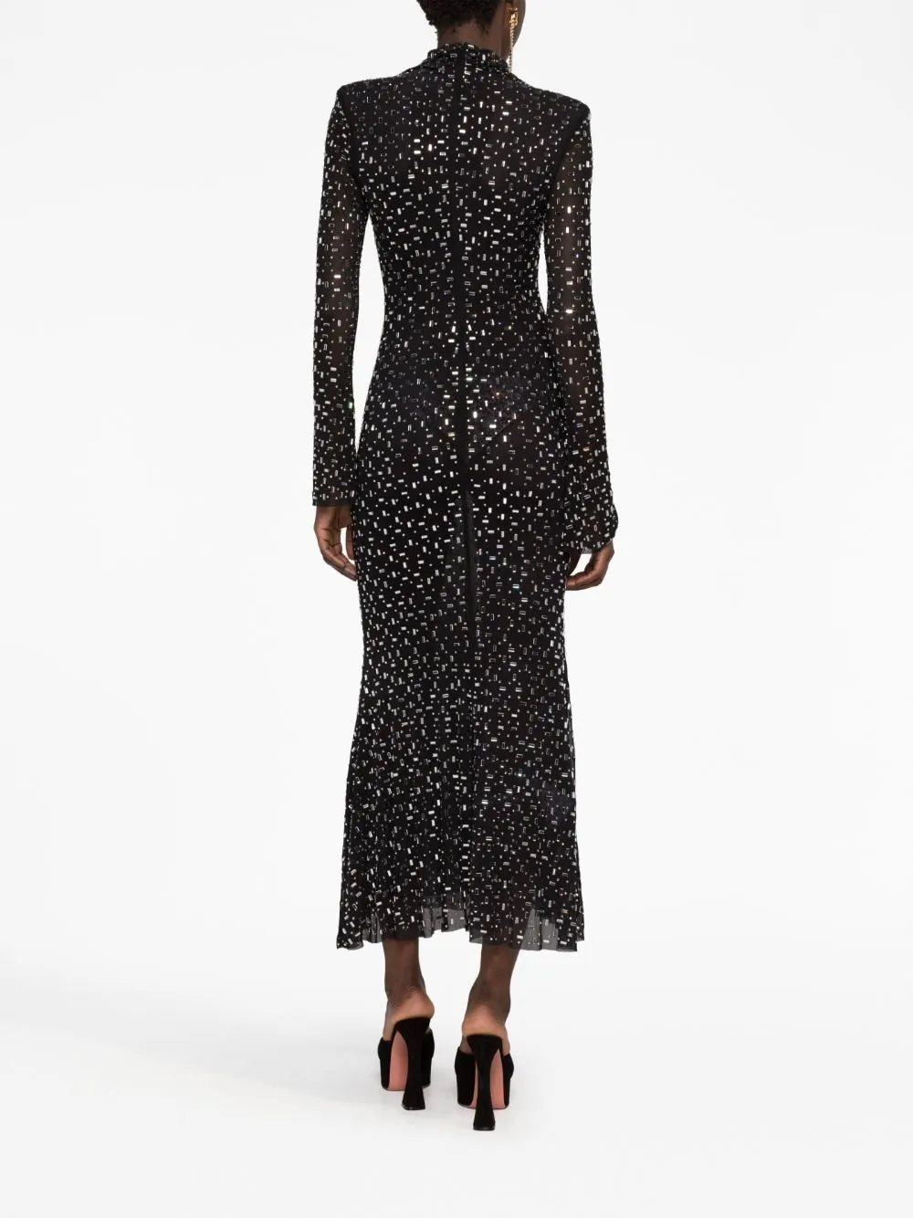 Long Sleeve Embellished Mermaid Dress Black HV1750
