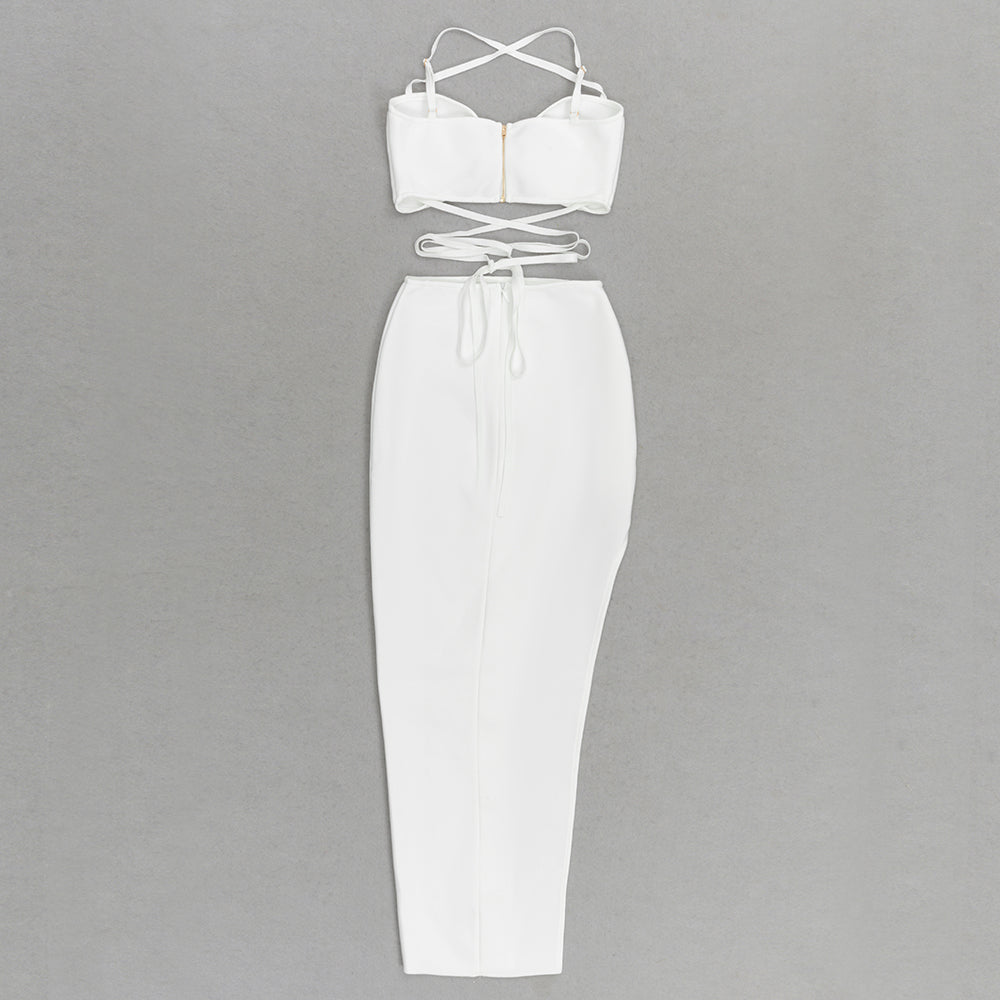 Strappy Two Piece Maxi Dress White HV9562