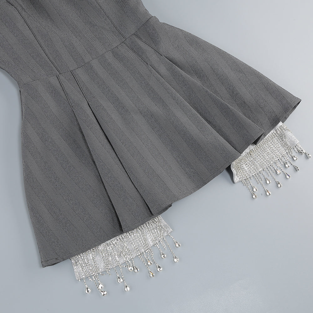 Long Sleeve Strapless Crystal A Line Two Piece Blazer HV1385