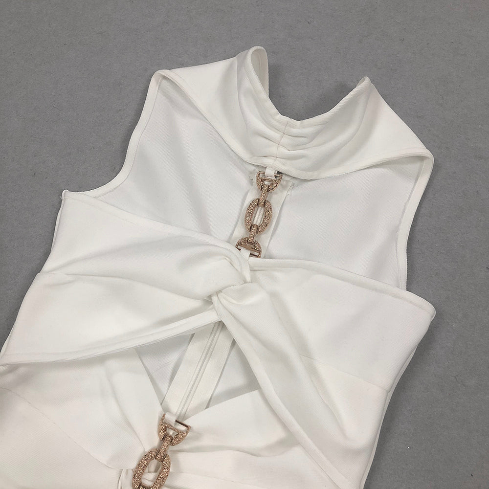Halter Chain Detail Midi Dress HV1391